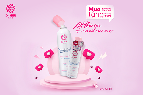 [Dr HER Paris] Mua 1 xịt khoáng 400ML - Tặng 1 xịt khoáng 150ML